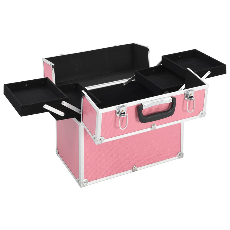Afbeelding laden in galerijviewer, Vidaxl make-up koffer 38x23x34 cm aluminium roze