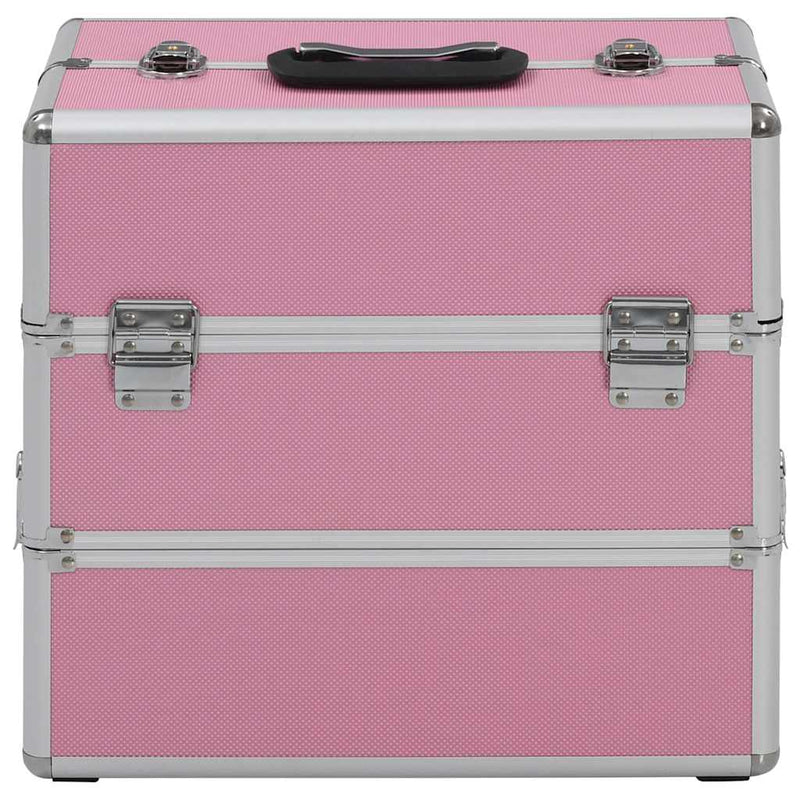 Afbeelding laden in galerijviewer, Vidaxl make-up koffer 37x24x35 cm aluminium roze