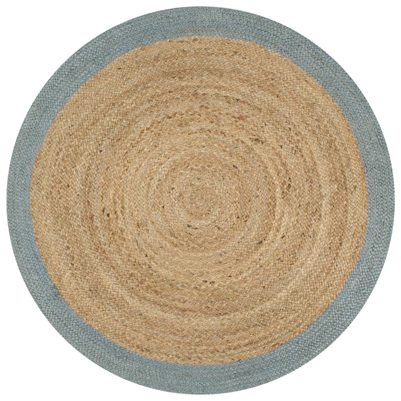 Afbeelding laden in galerijviewer, Vidaxl vloerkleed handgemaakt met olijfgroene rand 150 cm jute