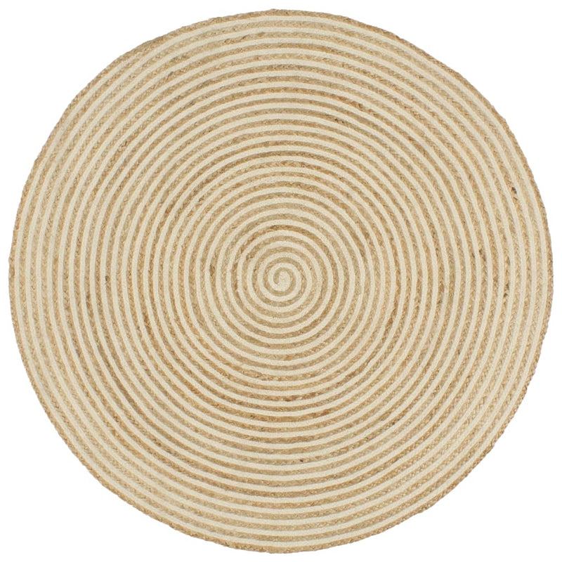 Afbeelding laden in galerijviewer, Vidaxl vloerkleed handgemaakt met spiraal ontwerp 150 cm jute wit