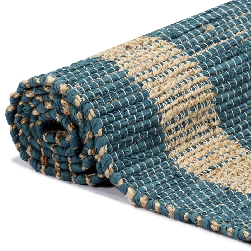 Afbeelding laden in galerijviewer, Vidaxl vloerkleed handgemaakt 160x230 cm jute blauw