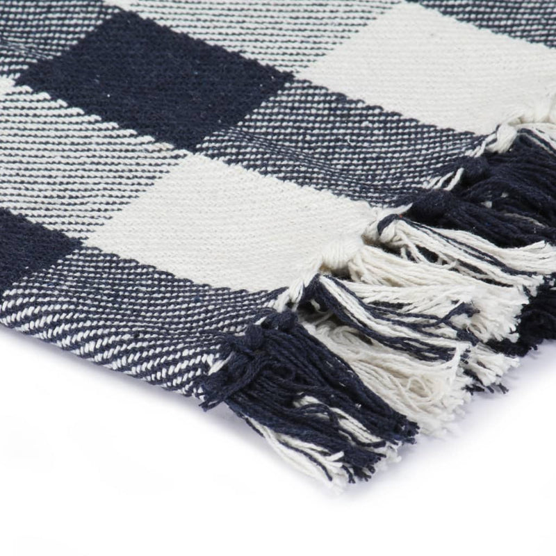 Afbeelding laden in galerijviewer, VidaXL Plaid geblokt 220x250 cm katoen marineblauw