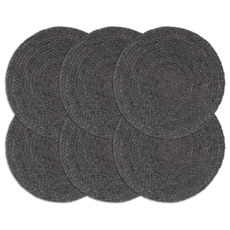Afbeelding laden in galerijviewer, Vidaxl placemats 6 st rond 38 cm jute donkergrijs