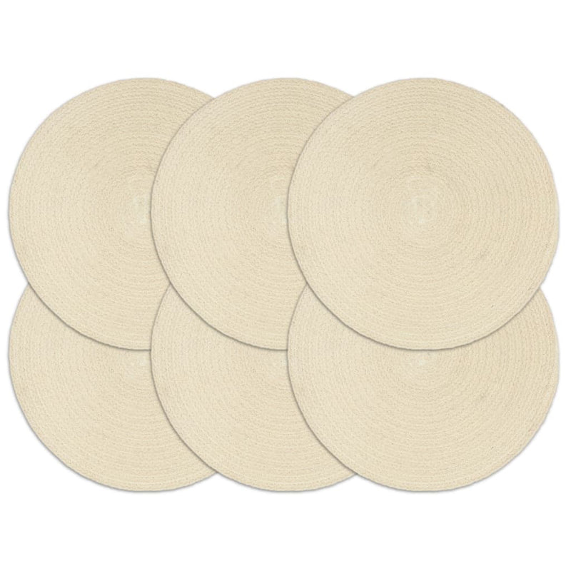 Afbeelding laden in galerijviewer, Vidaxl placemats 6 st rond 38 cm katoen natuurlijk