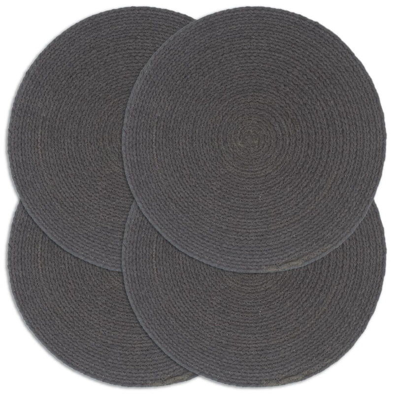 Afbeelding laden in galerijviewer, VidaXL Placemats 4 st rond 38 cm katoen effen donkergrijs