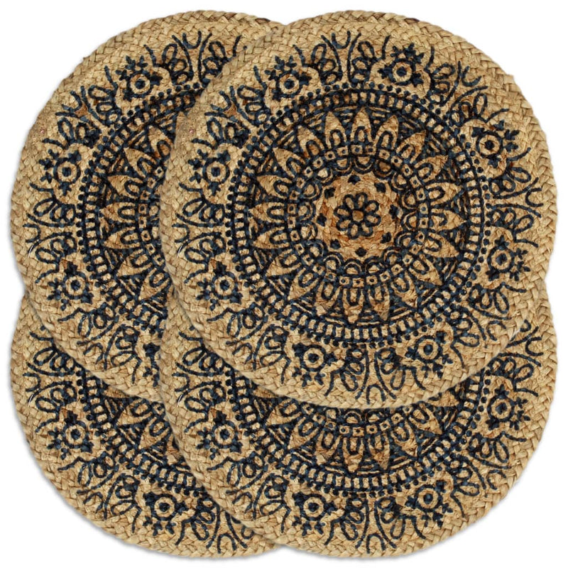 Afbeelding laden in galerijviewer, Vidaxl placemats 4 st rond 38 cm jute donkerblauw