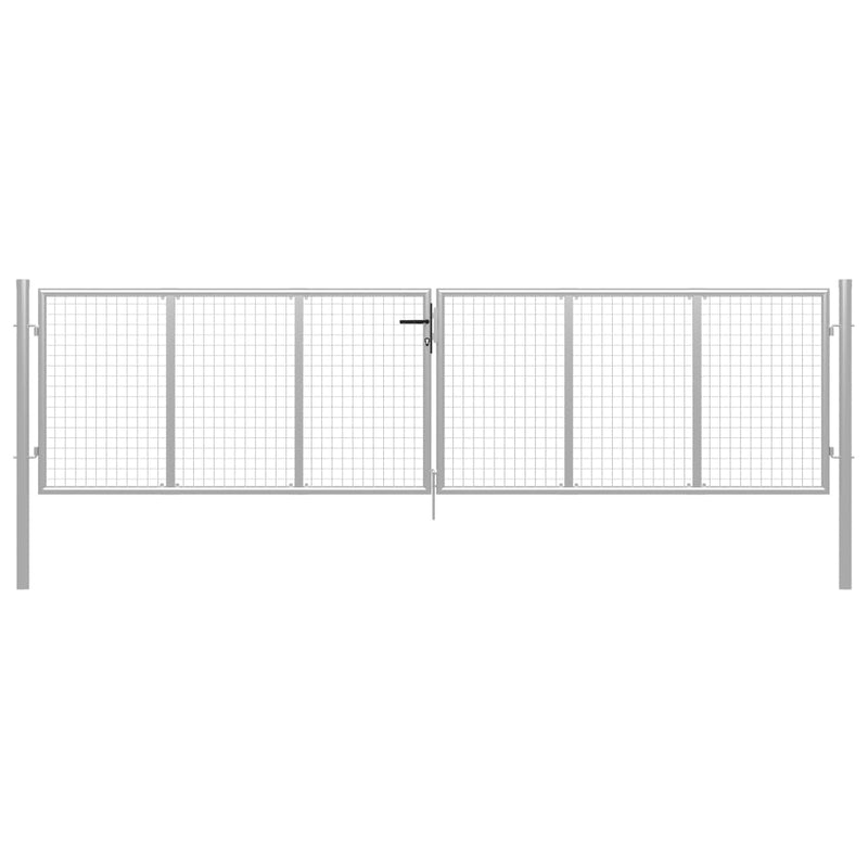 Afbeelding laden in galerijviewer, VidaXL Poort 415x150 cm gegalvaniseerd staal zilverkleurig