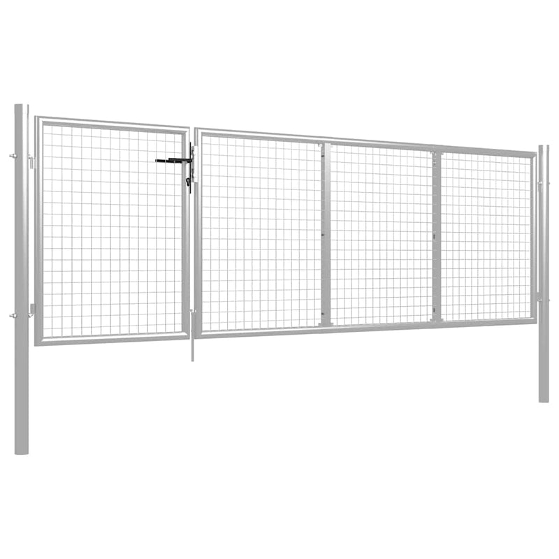 Afbeelding laden in galerijviewer, Vidaxl tuinpoort staal 350x75 cm zilver
