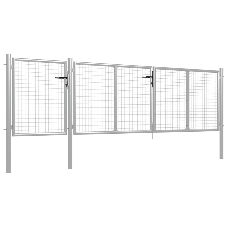 Afbeelding laden in galerijviewer, VidaXL Poort 400x100 cm staal zilverkleurig