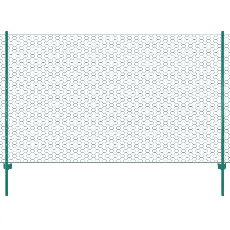 Afbeelding laden in galerijviewer, Vidaxl draadgaashek met palen 25x1,5 m staal groen