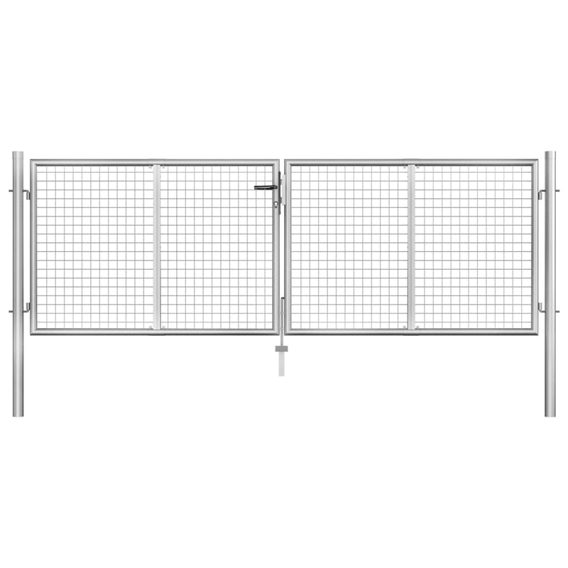 Afbeelding laden in galerijviewer, VidaXL Poort 306x125 cm gegalvaniseerd staal zilverkleurig