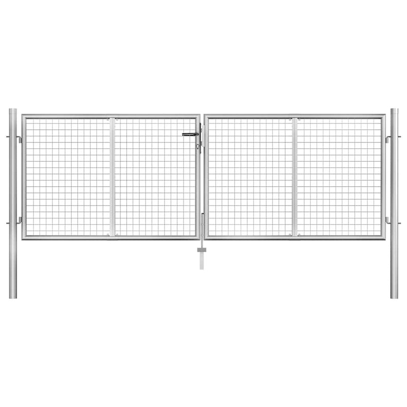 Afbeelding laden in galerijviewer, Vidaxl tuinpoort gegalvaniseerd staal 306x75 cm zilver