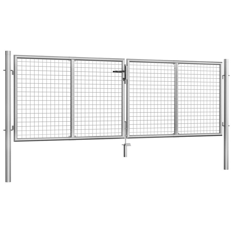 Afbeelding laden in galerijviewer, VidaXL Poort 306x125 cm gegalvaniseerd staal zilverkleurig