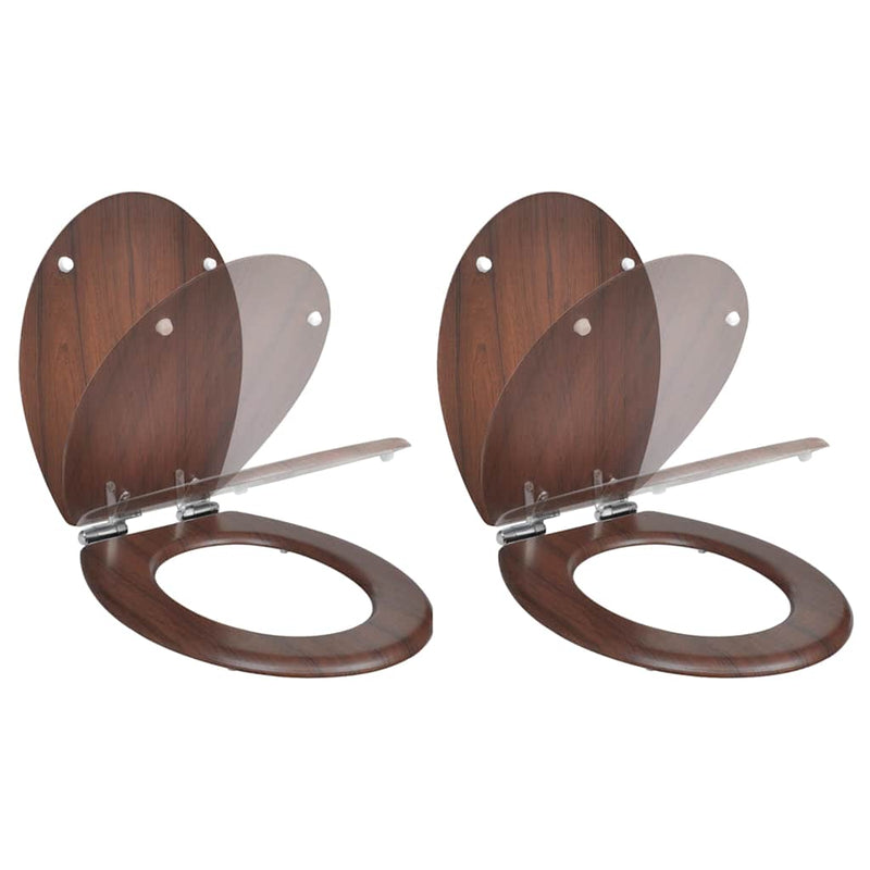 Afbeelding laden in galerijviewer, Vidaxl toiletbril met soft-closedeksel 2 st mdf bruin