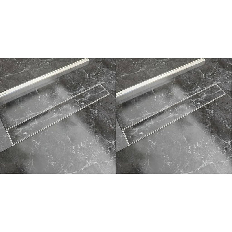 Afbeelding laden in galerijviewer, VidaXL Doucheafvoer 2 st rechthoekig 730x140 mm roestvrij staal