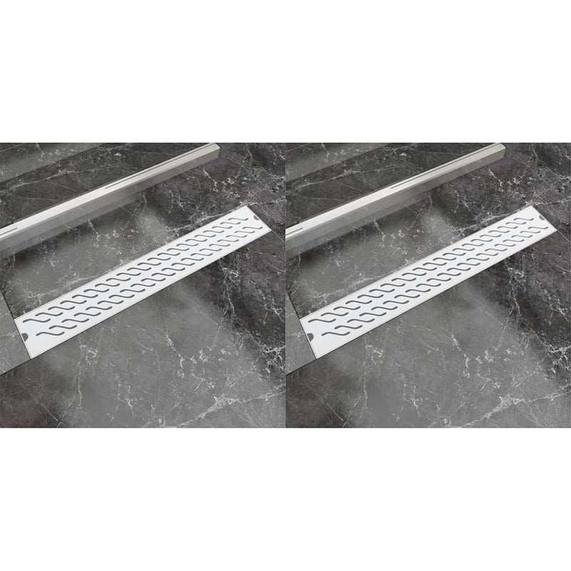Afbeelding laden in galerijviewer, VidaXL Doucheafvoer 2 st rechthoekig golf 730x140 mm roestvrij staal