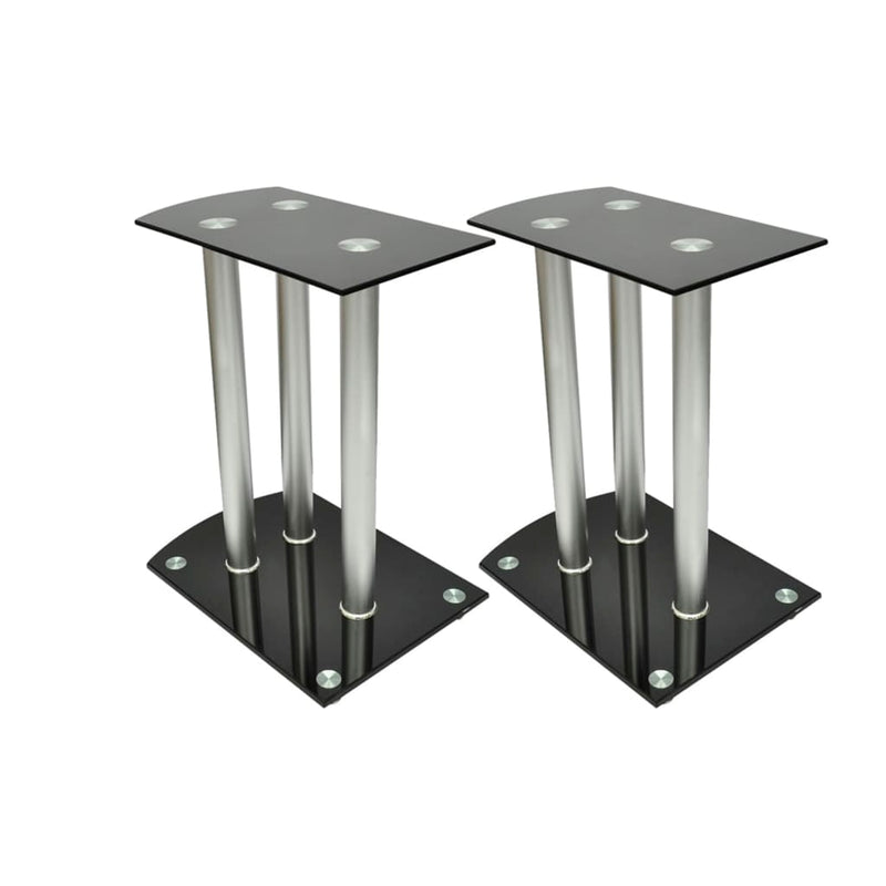 Afbeelding laden in galerijviewer, Vidaxl speaker standaard vocal set van 2 zwart glas