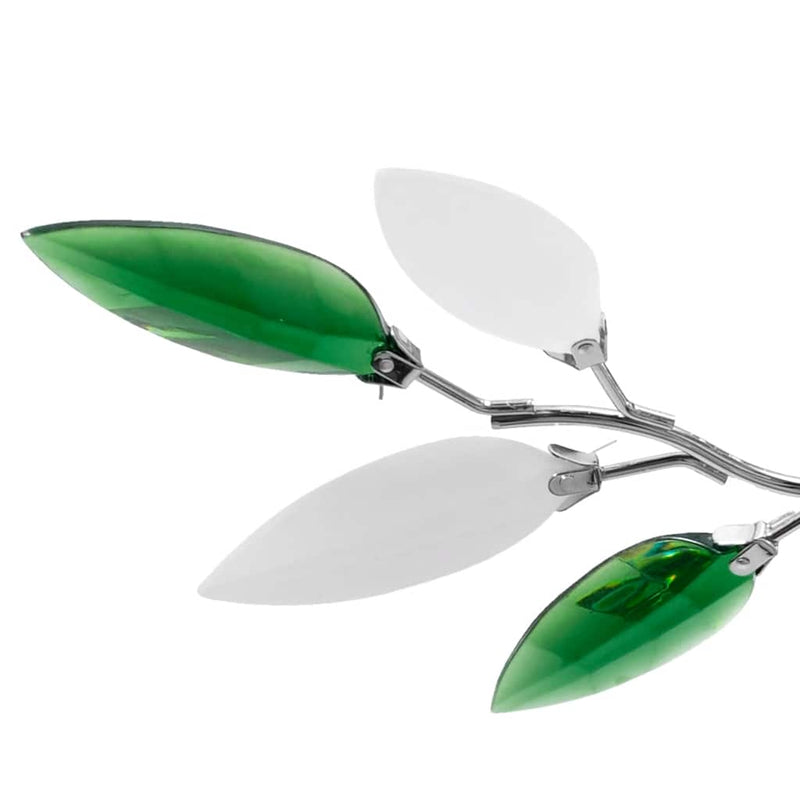 Afbeelding laden in galerijviewer, Vidaxl plafondlamp witte en groene acryl kristal bladeren 3xe14