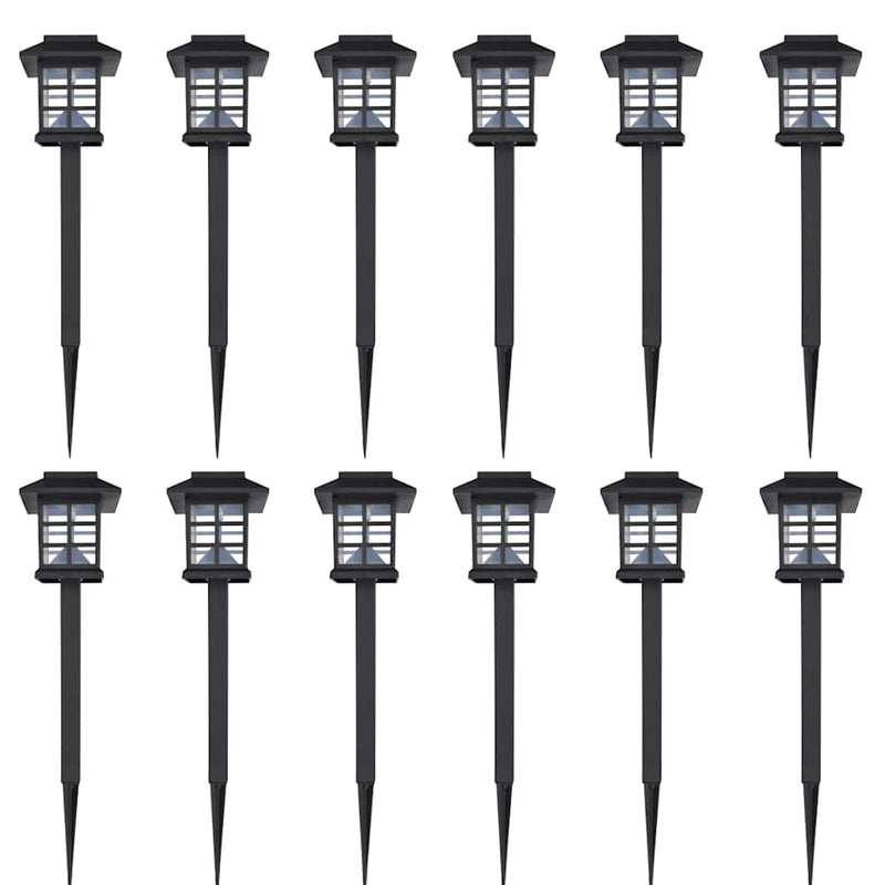 Afbeelding laden in galerijviewer, Vidaxl 12-delige led-tuinverlichtingsset solar met pin 8,6x8,6x38 cm