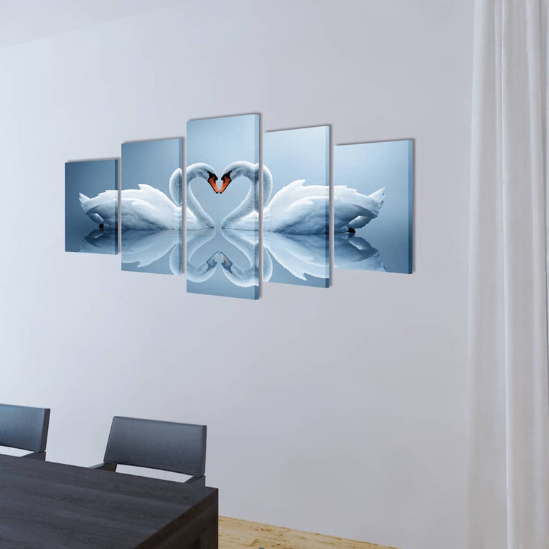 Afbeelding laden in galerijviewer, Vidaxl canvas muurdruk set zwaan 200 x 100 cm