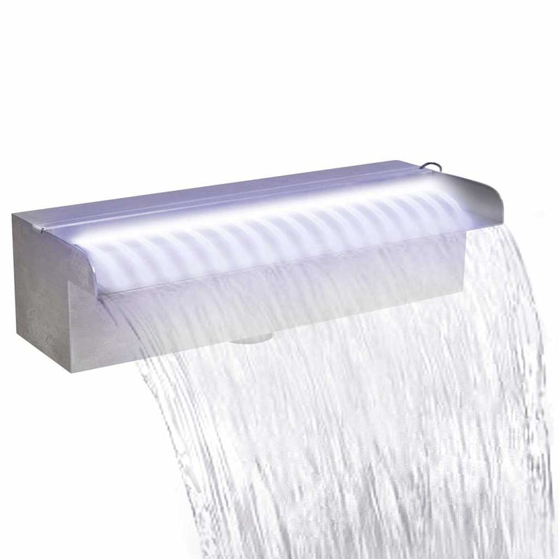 Afbeelding laden in galerijviewer, Vidaxl zwembadwaterval met led's rechthoekig 30 cm roestvrij staal
