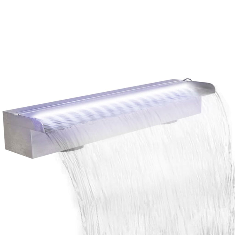 Afbeelding laden in galerijviewer, Vidaxl zwembadwaterval met led's rechthoekig 60 cm roestvrij staal