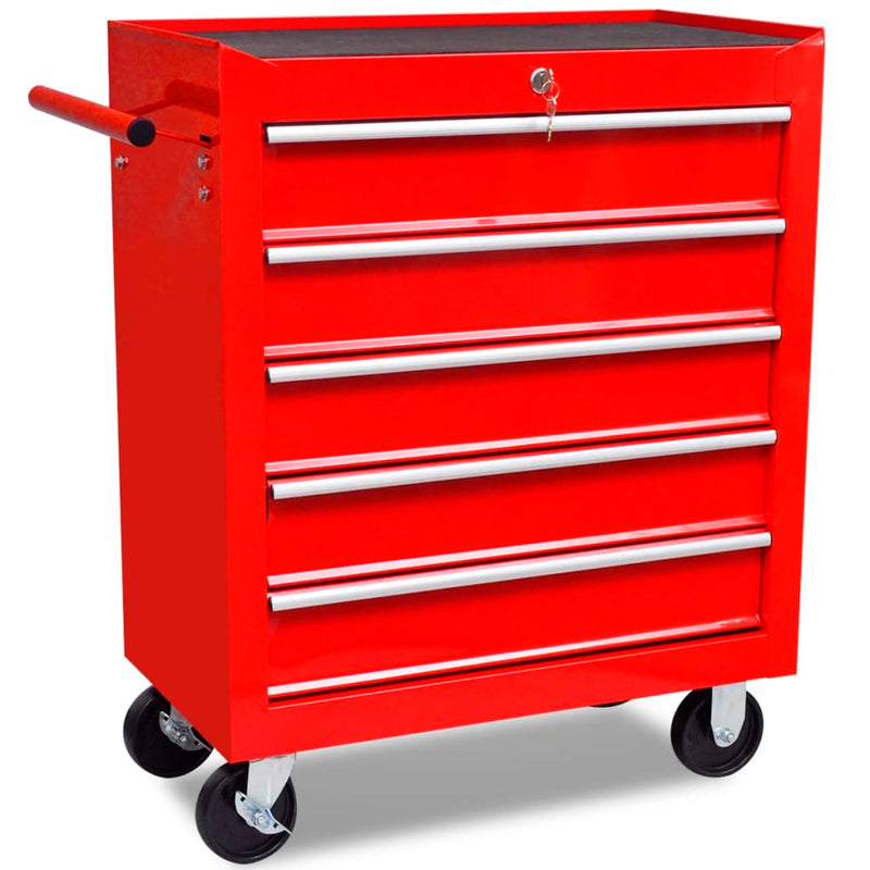 Afbeelding laden in galerijviewer, Vidaxl gereedschapswagen 5 lades rood
