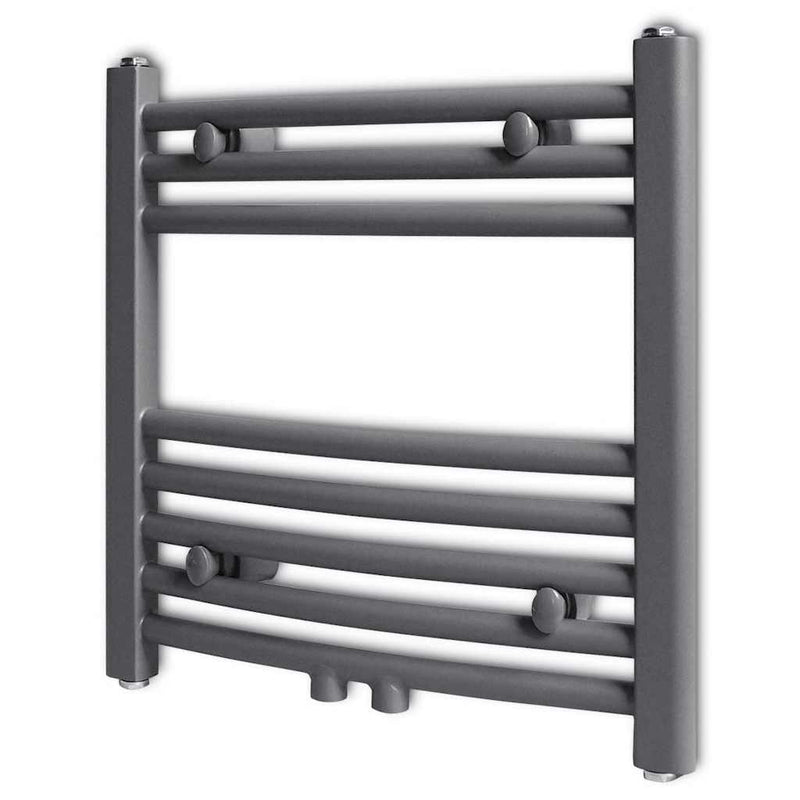 Afbeelding laden in galerijviewer, Vidaxl radiator handdoekenrek gebogen 480x480 mm grijs
