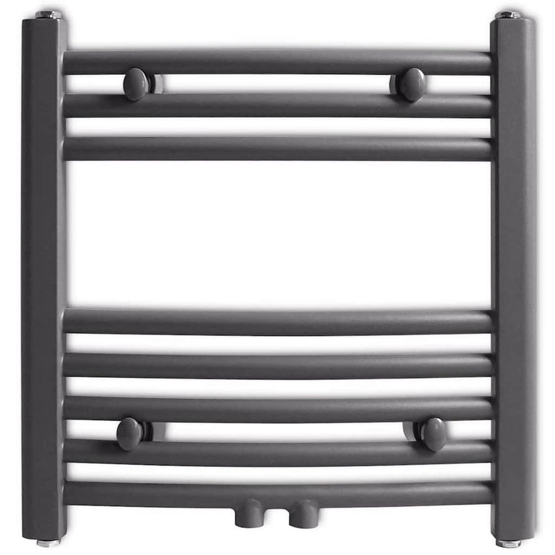 Afbeelding laden in galerijviewer, Vidaxl radiator handdoekenrek gebogen 480x480 mm grijs