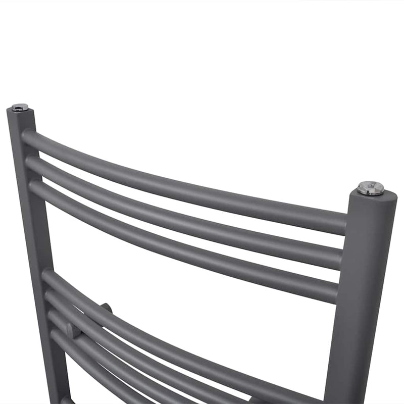 Afbeelding laden in galerijviewer, Vidaxl radiator handdoekenrek gebogen 480x480 mm grijs