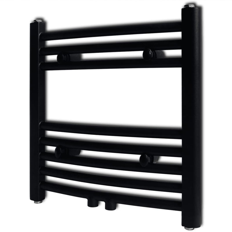 Afbeelding laden in galerijviewer, Vidaxl radiator handdoekenrek gebogen 480x480 mm zwart