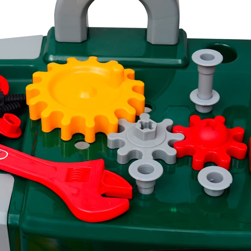 Afbeelding laden in galerijviewer, Vidaxl speelgoedwerkbank met gereedschap voor kinderen kinderkamer groen + grijs