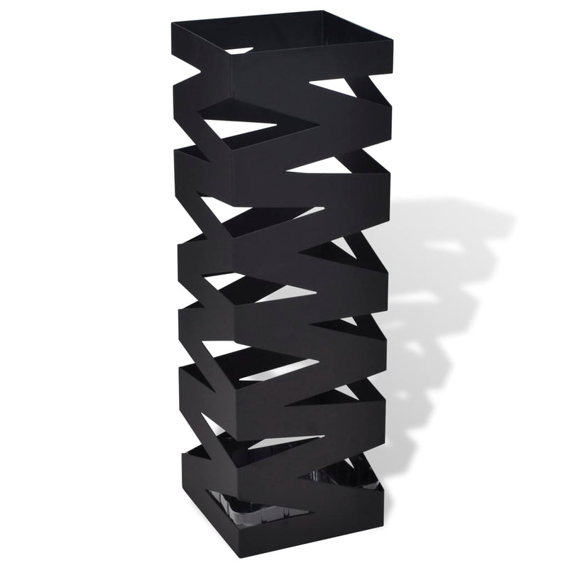 Afbeelding laden in galerijviewer, Vidaxl paraplu- en wandelstokhouder vierkant 48,5 cm staal zwart