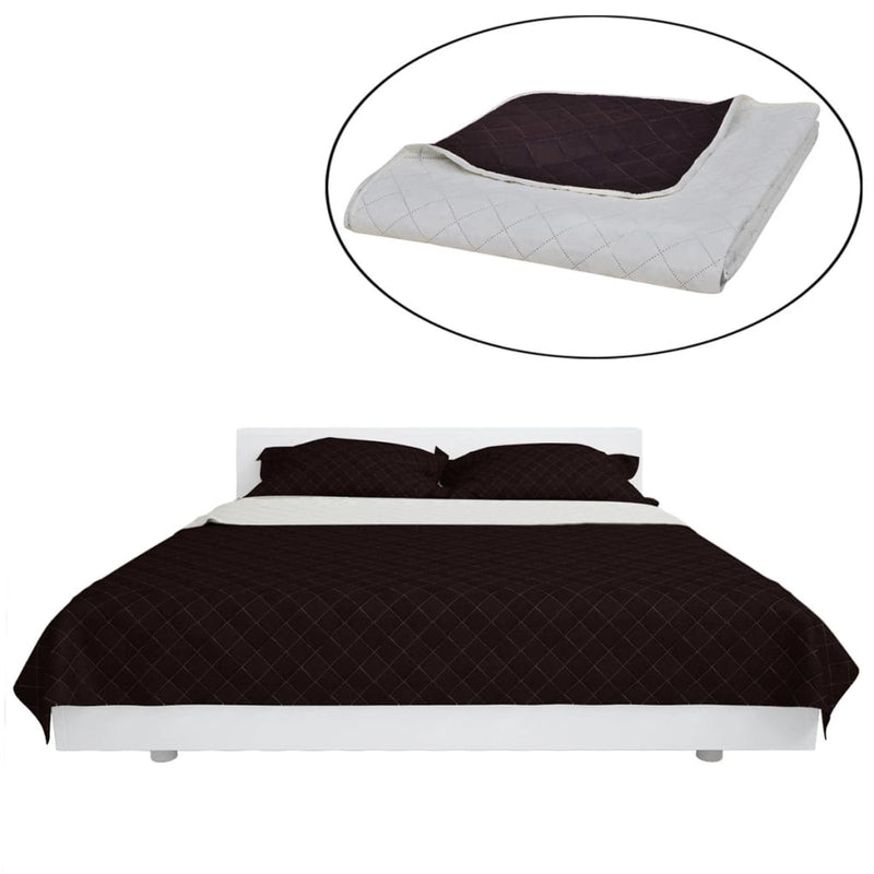 Afbeelding laden in galerijviewer, Vidaxl bedsprei gewatteerd dubbelzijdig 230x260 cm beige bruin