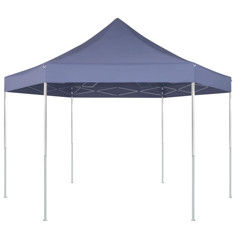 Afbeelding laden in galerijviewer, Vidaxl partytent pop-up zeshoekig inklapbaar 3,6x3,1 m donkerblauw
