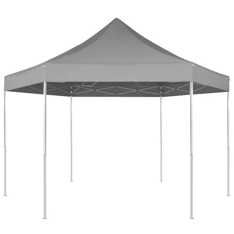 Afbeelding laden in galerijviewer, Vidaxl partytent pop-up zeshoekig inklapbaar 3,6x3,1 m grijs