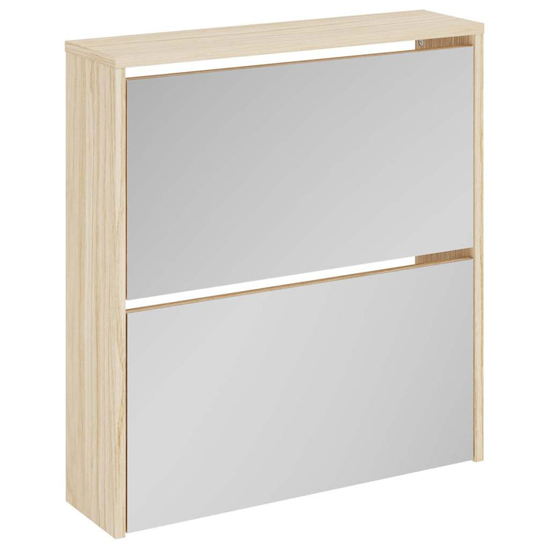 Afbeelding laden in galerijviewer, Vidaxl schoenenkast tweelaags met spiegel 63x17x67 cm eiken