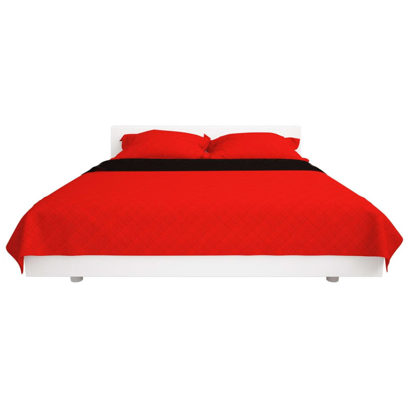 Afbeelding laden in galerijviewer, Vidaxl dubbelzijdige quilt bedsprei rood en zwart 220x240 cm