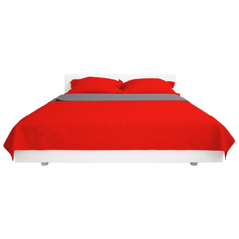 Afbeelding laden in galerijviewer, Vidaxl dubbelzijdige quilt bedsprei rood en grijs 170x210 cm