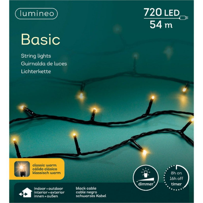 Afbeelding laden in galerijviewer, Lumineo led snoer 720 leds 5400 cm zwart warm wit licht