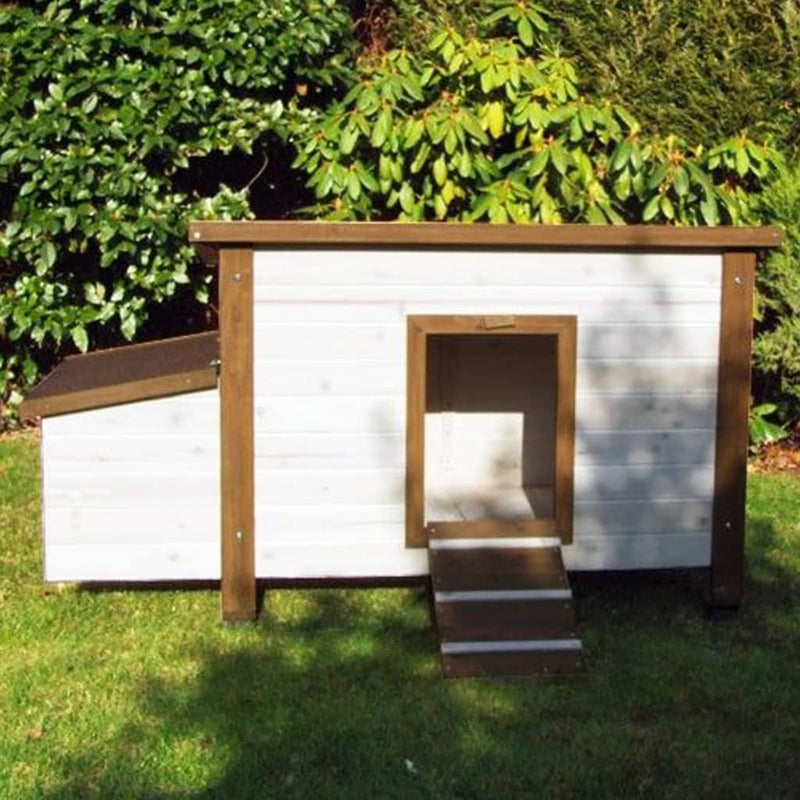 Afbeelding laden in galerijviewer, @pet kippenhok 136x74,5x75 cm hout wit en bruin
