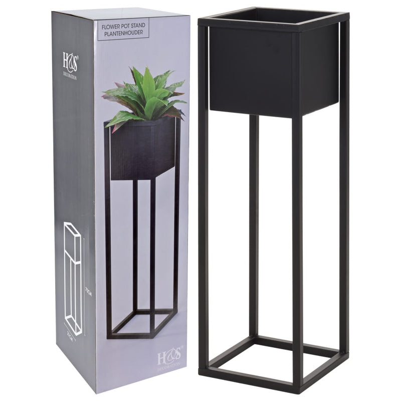 Afbeelding laden in galerijviewer, H S Collection H S Collection Bloempot op standaard 70 cm metaal zwart