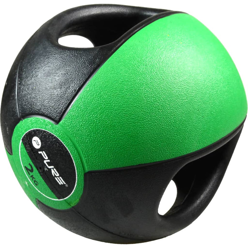 Afbeelding laden in galerijviewer, Pure2Improve Pure2Improve Medicijnbal met handvatten 2 kg groen