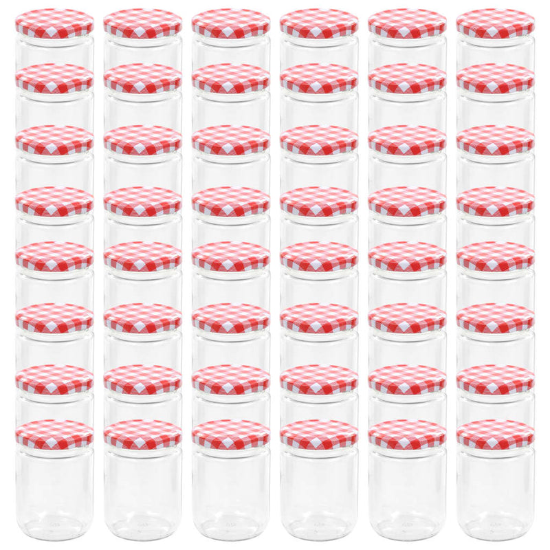 Afbeelding laden in galerijviewer, Vidaxl jampotten met wit met rode deksels 48 st 230 ml glas