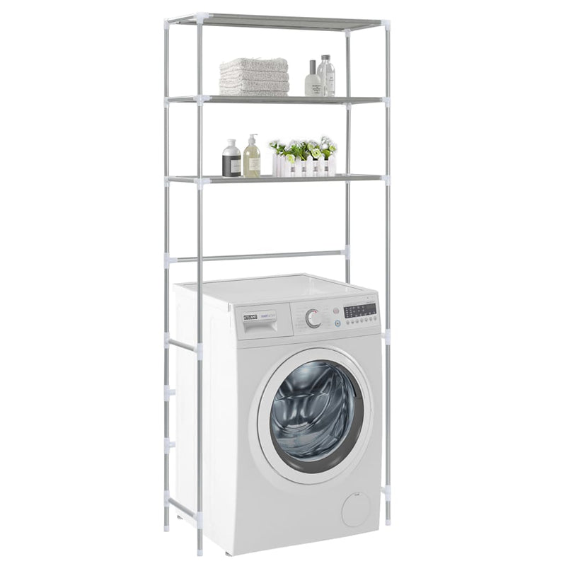 Afbeelding laden in galerijviewer, Vidaxl opbergrek voor boven wasmachine 3-laags 69x28x169 cm zilver