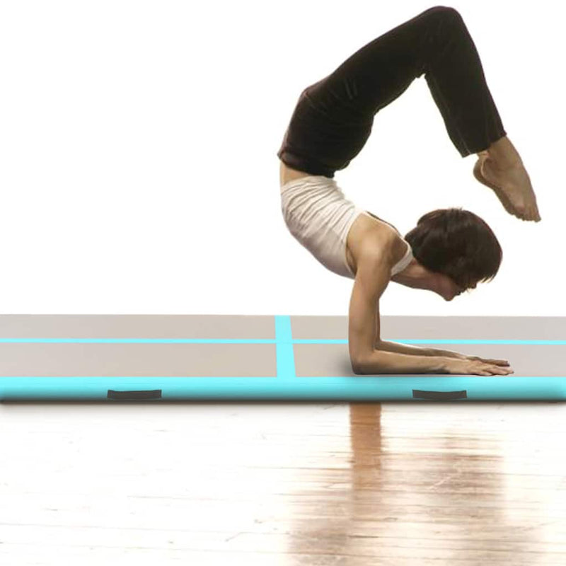 Afbeelding laden in galerijviewer, Vidaxl gymnastiekmat met pomp opblaasbaar 400x100x10 cm pvc groen