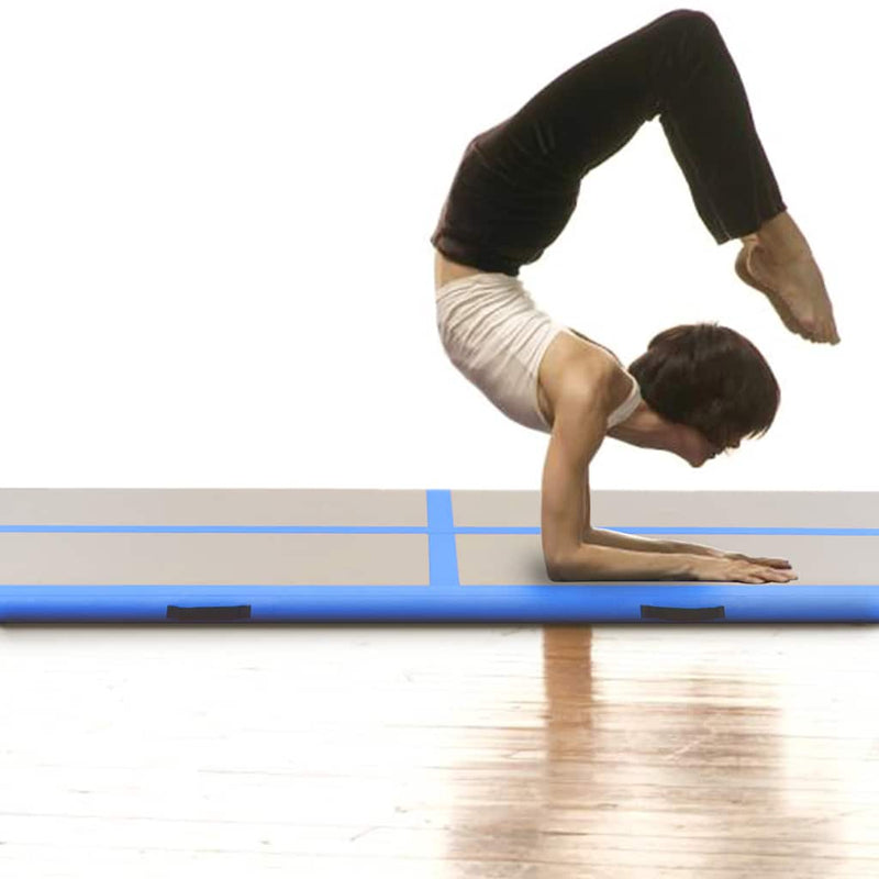 Afbeelding laden in galerijviewer, Vidaxl gymnastiekmat met pomp opblaasbaar 500x100x10 cm pvc blauw