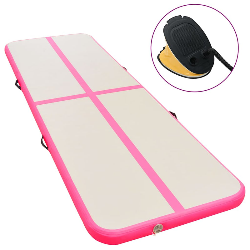 Afbeelding laden in galerijviewer, Vidaxl gymnastiekmat met pomp opblaasbaar 600x100x10 cm pvc roze