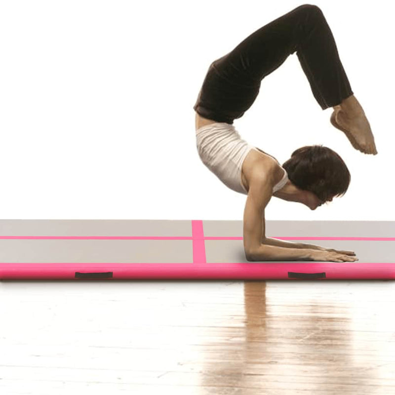 Afbeelding laden in galerijviewer, Vidaxl gymnastiekmat met pomp opblaasbaar 600x100x10 cm pvc roze
