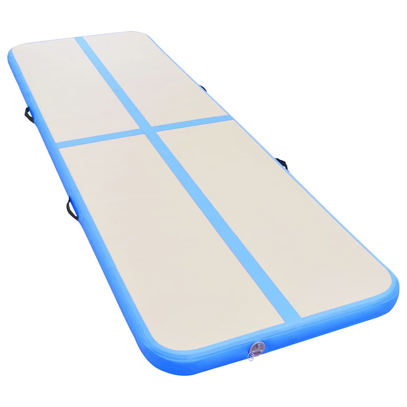 Afbeelding laden in galerijviewer, Vidaxl gymnastiekmat met pomp opblaasbaar 700x100x10 cm pvc blauw